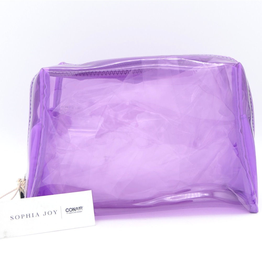 Conair Sophia Joy Clear Purple Zippered Cosmetic Bag Makeup Organizer A28666